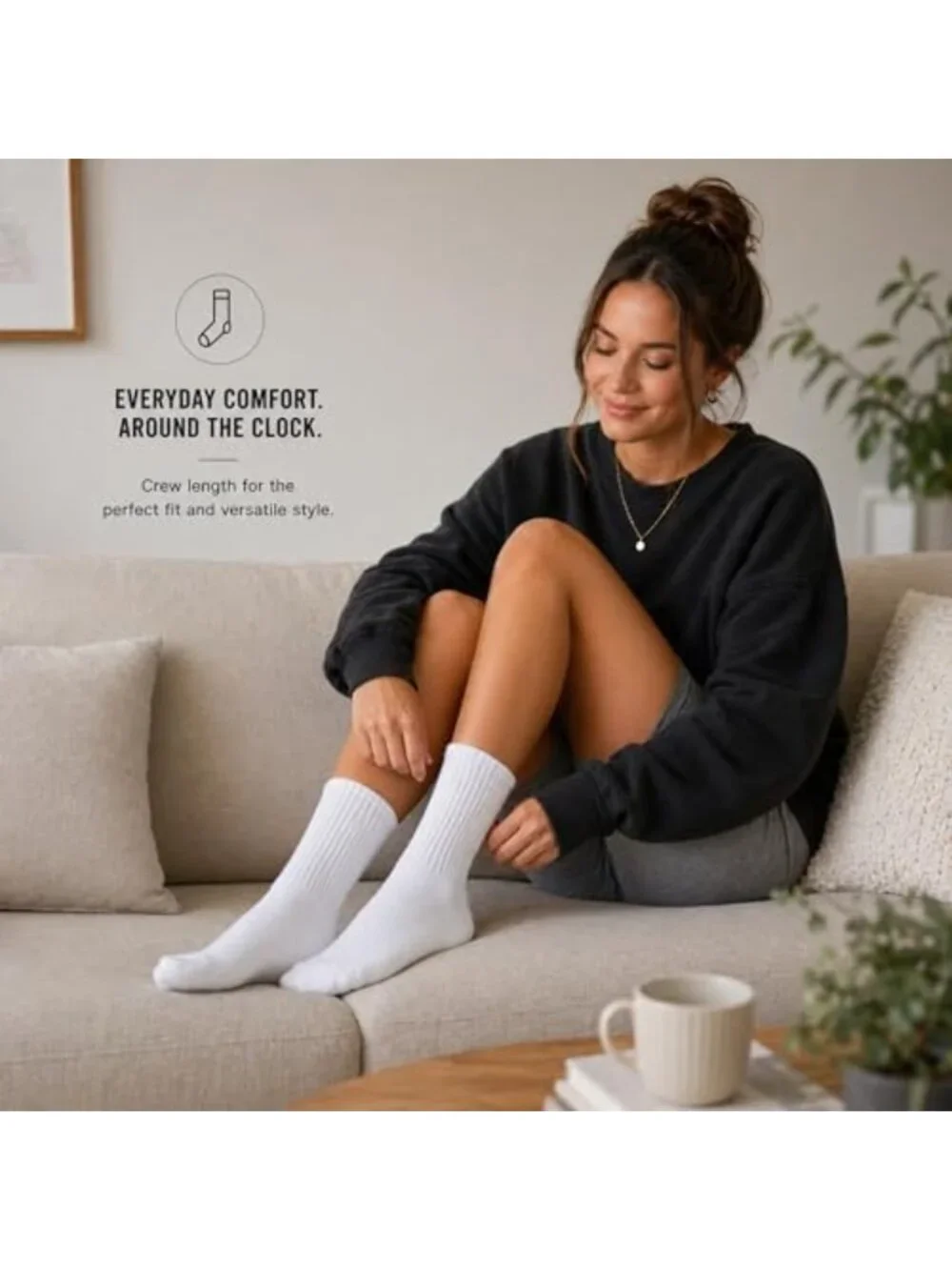 Cozy 72 Pairs Crew Socks for Men & Women - Cotton Blend, Moisture-Wicking